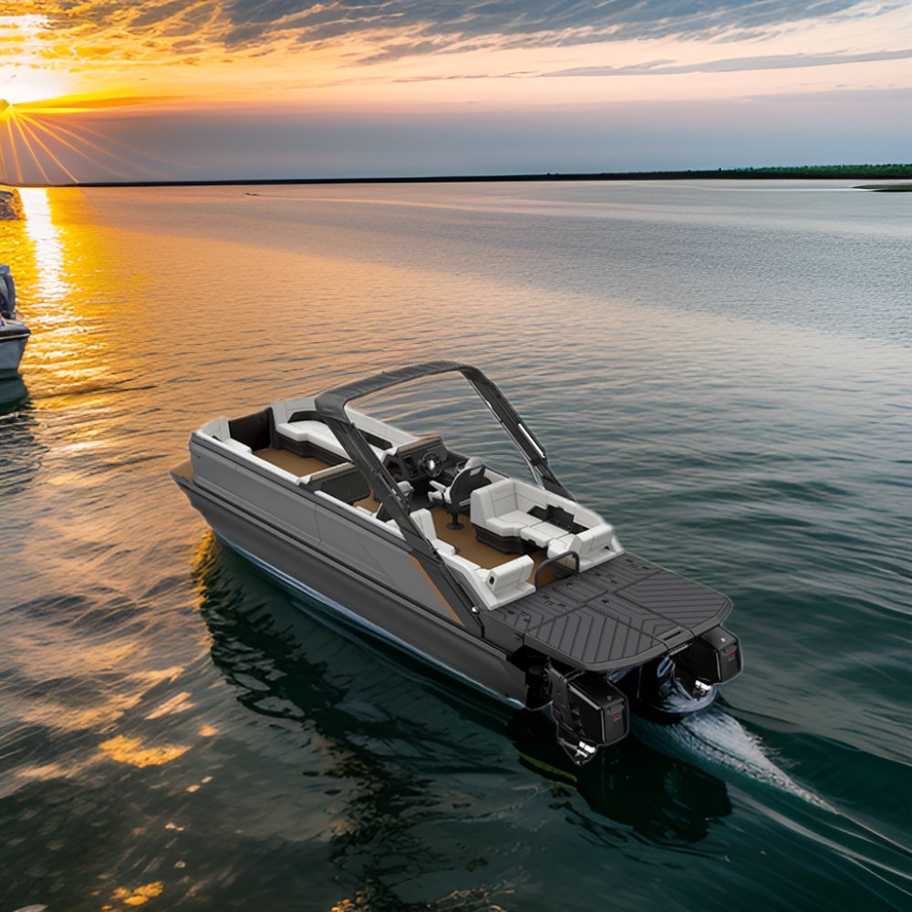 2025 Luxury 27ft Aluminum Fishing Yacht New Design Family Party Fish Pontoon Boat Outboard Engine River Sports Entertainment